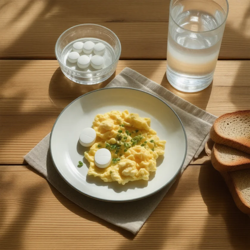 Sustained-release tablets taken with a meal