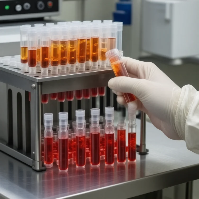 Blood samples spun for kidney and blood marker tests