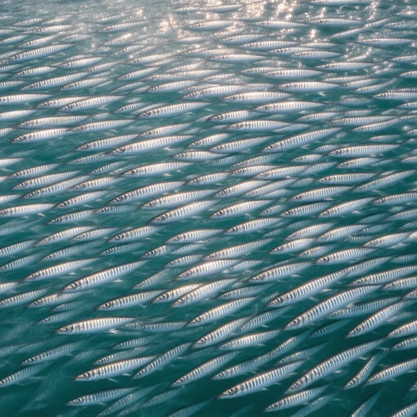 A shoal of herring in the sea