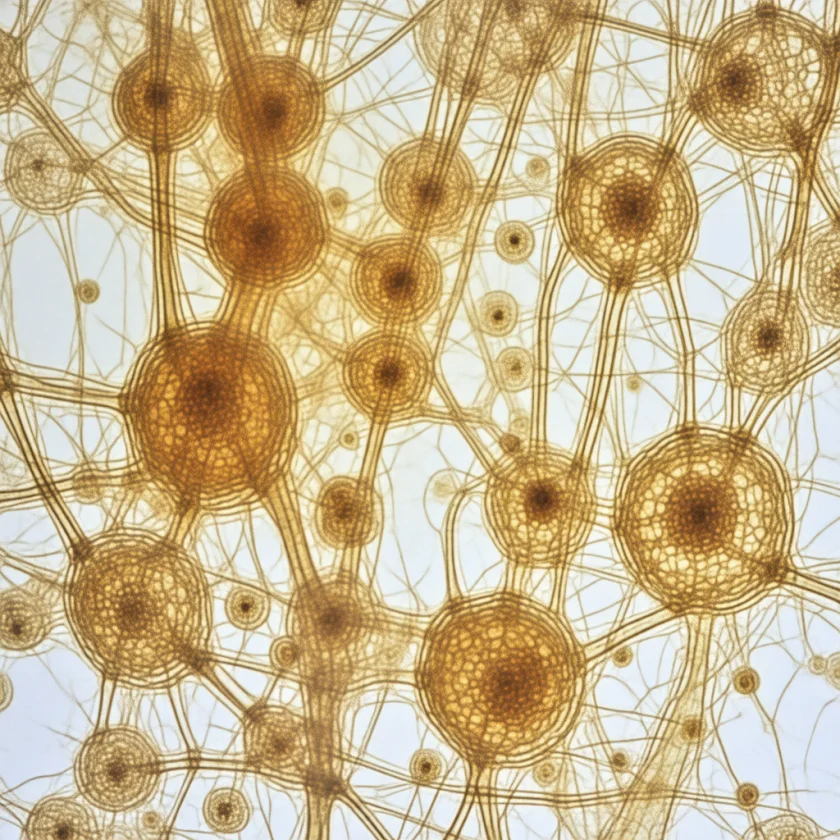 Nerve cells and their branches in the brain