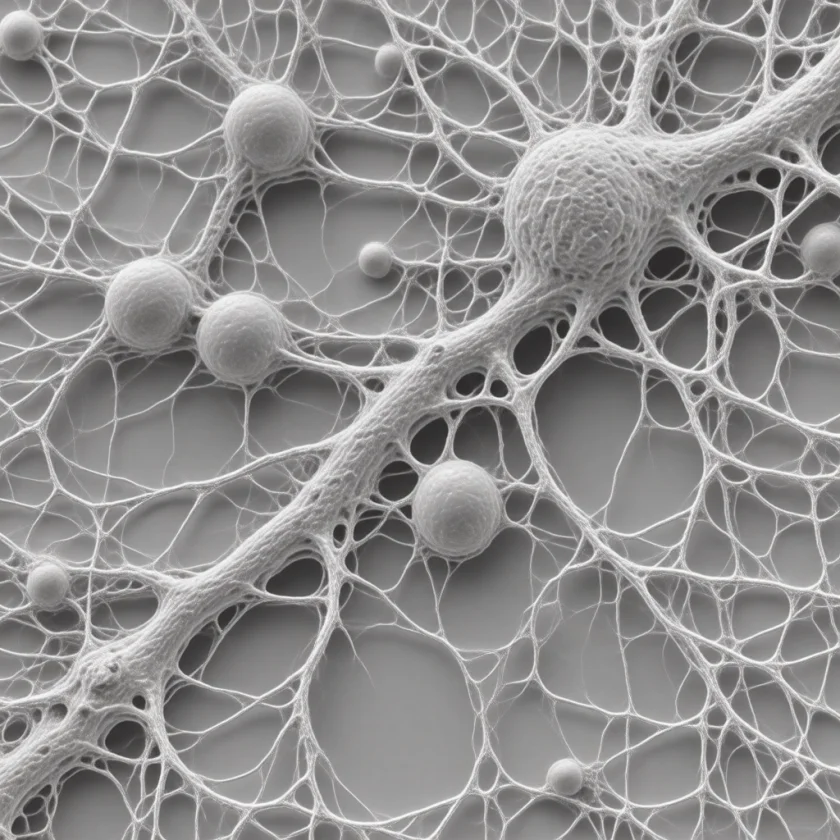 Nerve cells in culture, reaching out to each other