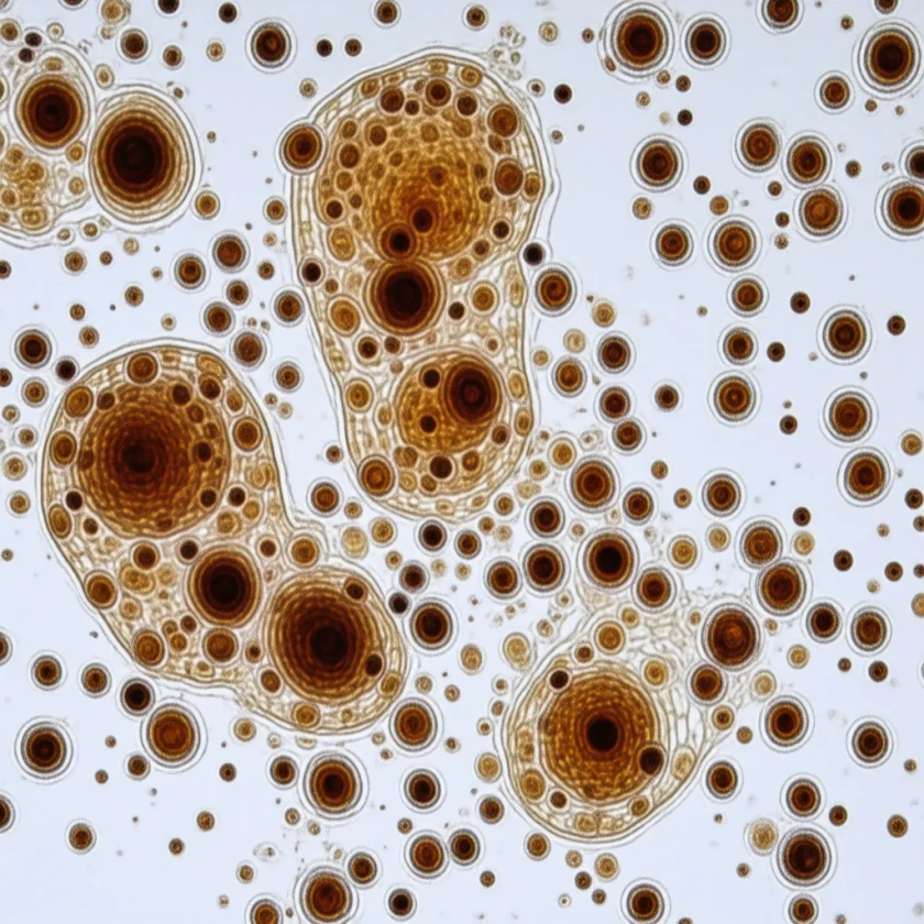 Amyloid plaques in brain tissue from Alzheimer's disease
