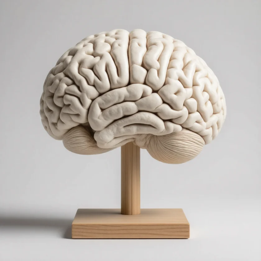 A brain shrunken by Alzheimer's disease, shown as a teaching model