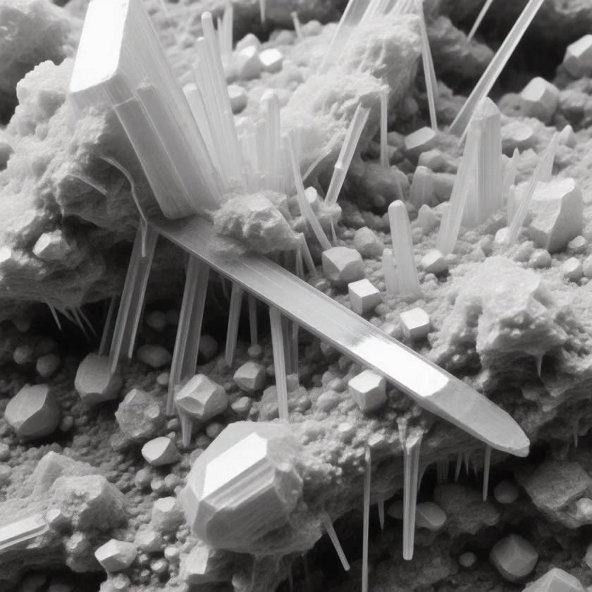 Glutamine crystals, magnified