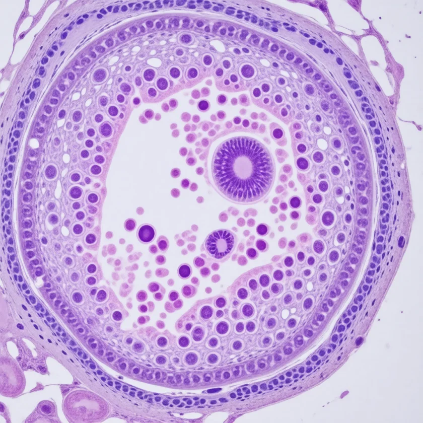 A kidney filter, where albumin can leak through