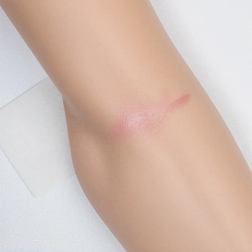 A healing skin wound on the lower leg