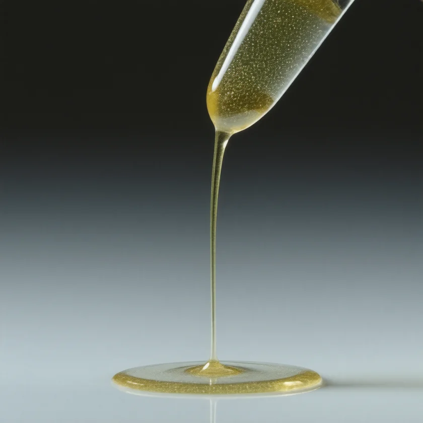 Healthy joint fluid stretching into a long string