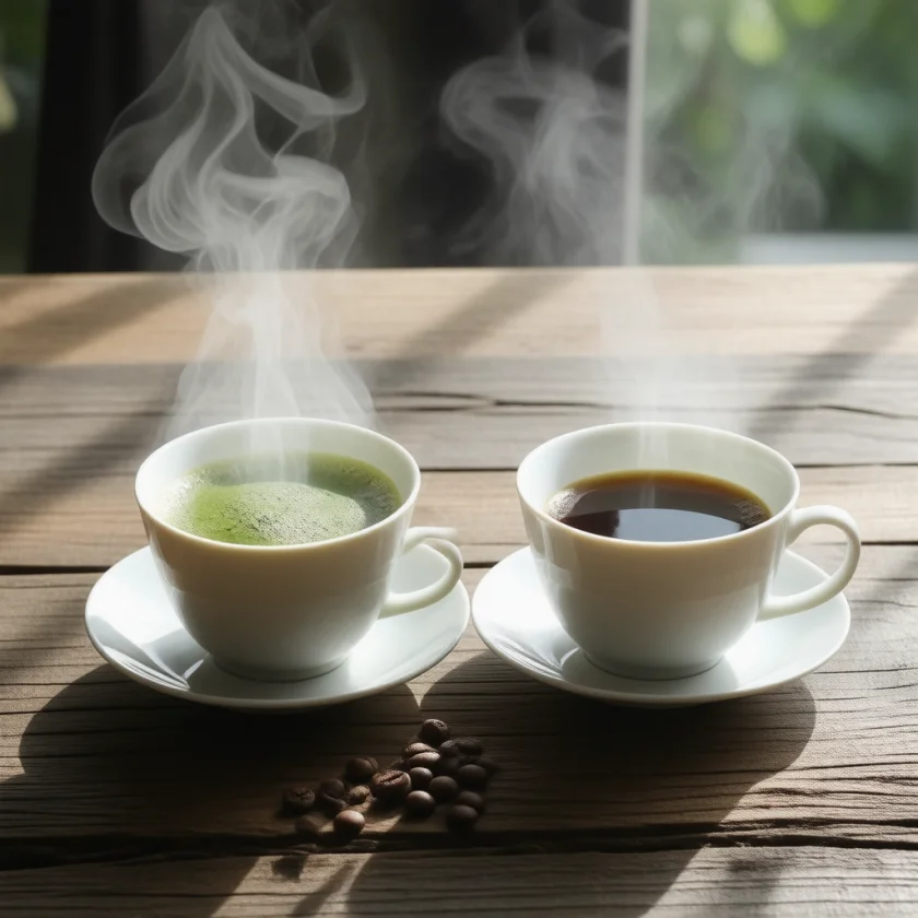 Green tea and coffee, the theanine and caffeine pairing