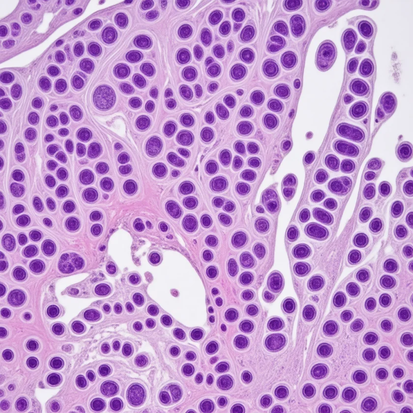 Damaged intestinal lining with flattened villi