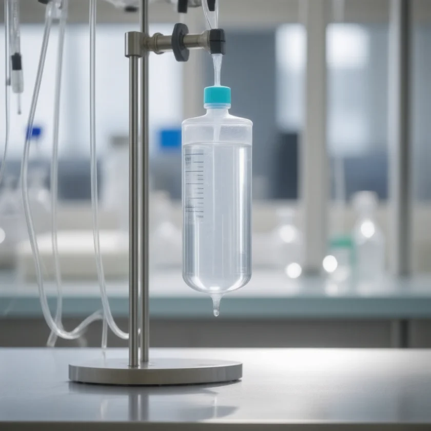 An intravenous drip, one way glutamine is given