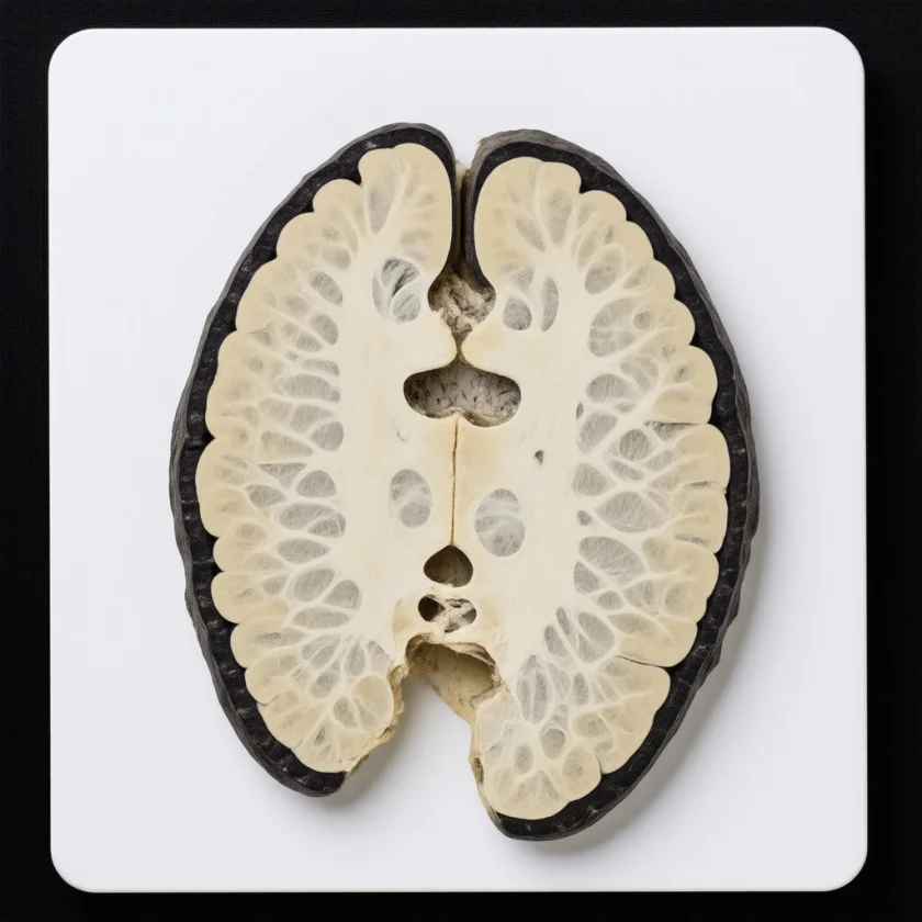 The substantia nigra, the dark band of dopamine cells