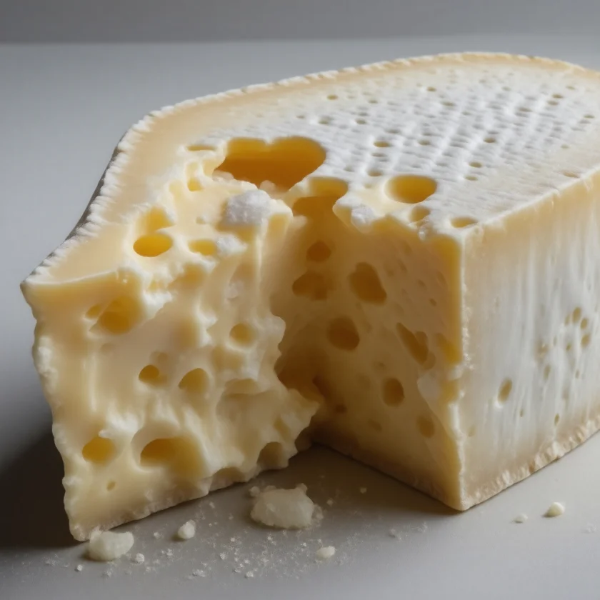Crystal specks in aged cheese, many of them tyrosine