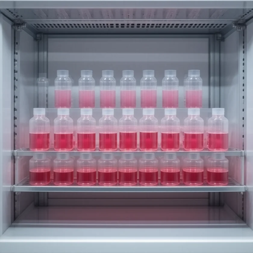 Cell culture flasks like those used for the cell experiments