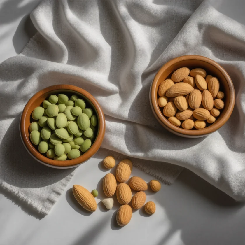 Pumpkin seeds, peanuts and almonds