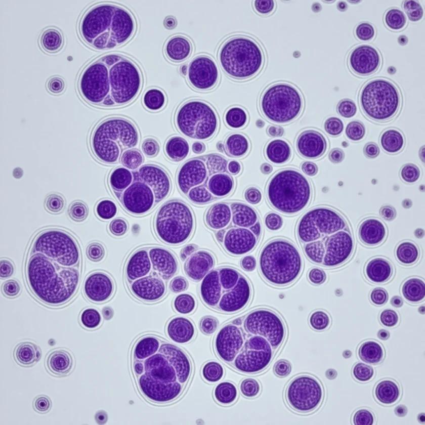 Herpes-infected skin cells fused into giant cells