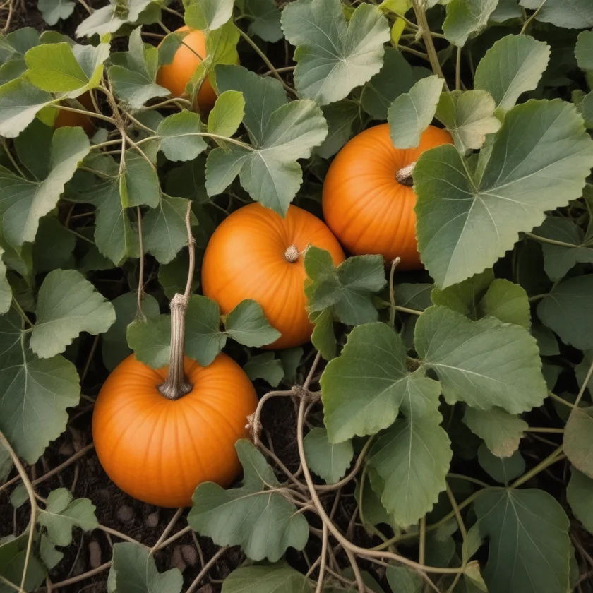 Pumpkins growing, a source of seeds