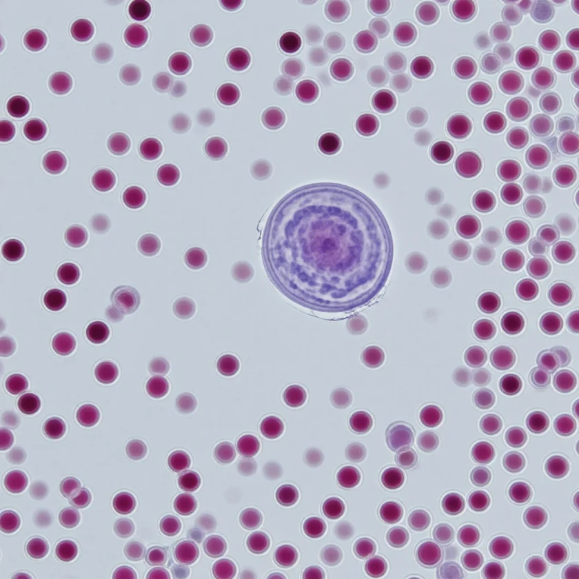 Lymphocyte and neutrophil in a blood smear