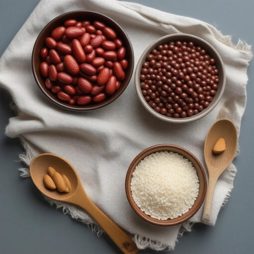Almonds, kidney beans and brown rice