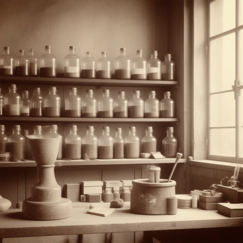 A pharmacy laboratory of the 1820s