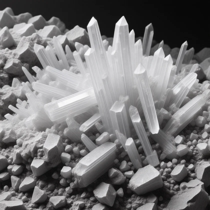 Glutamate salt crystals, magnified