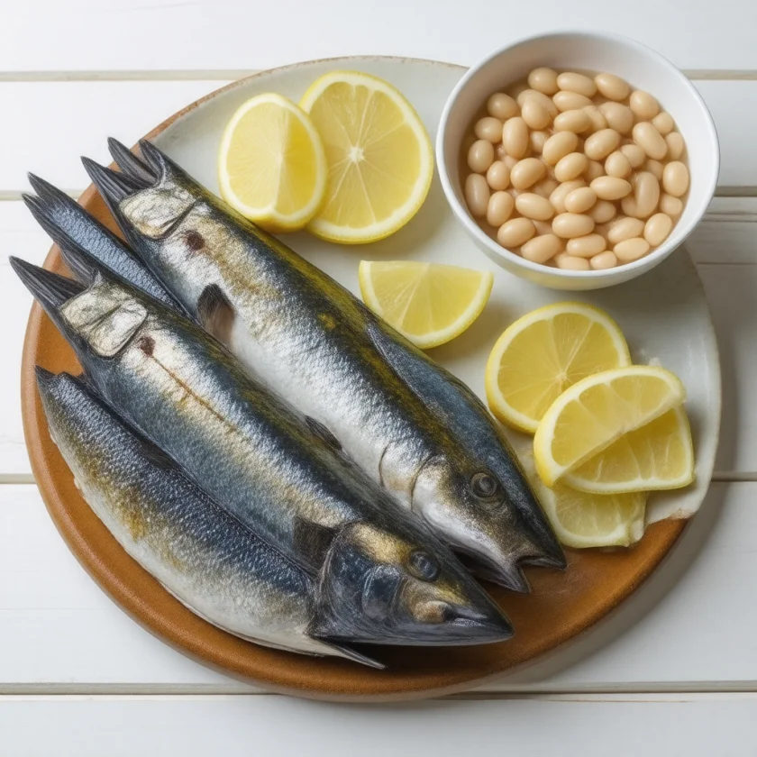 Mackerel, herring and white beans