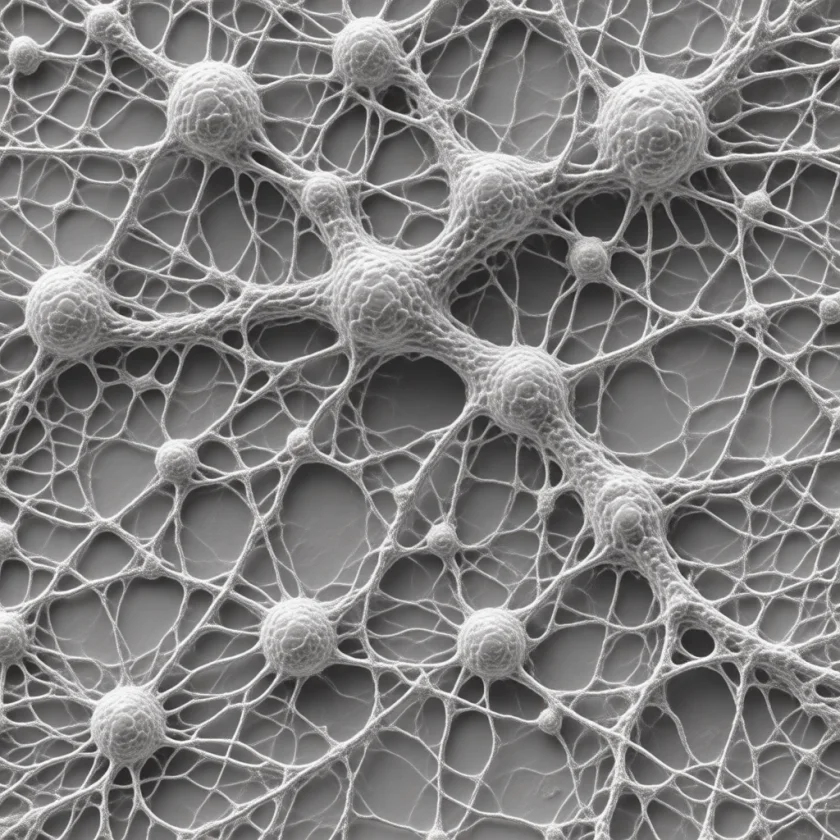 Nerve cells and their branches, magnified
