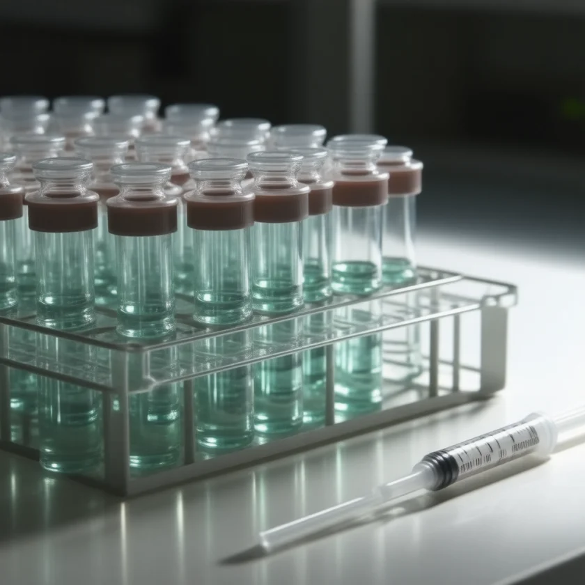 Purified superoxide dismutase, coloured by its copper