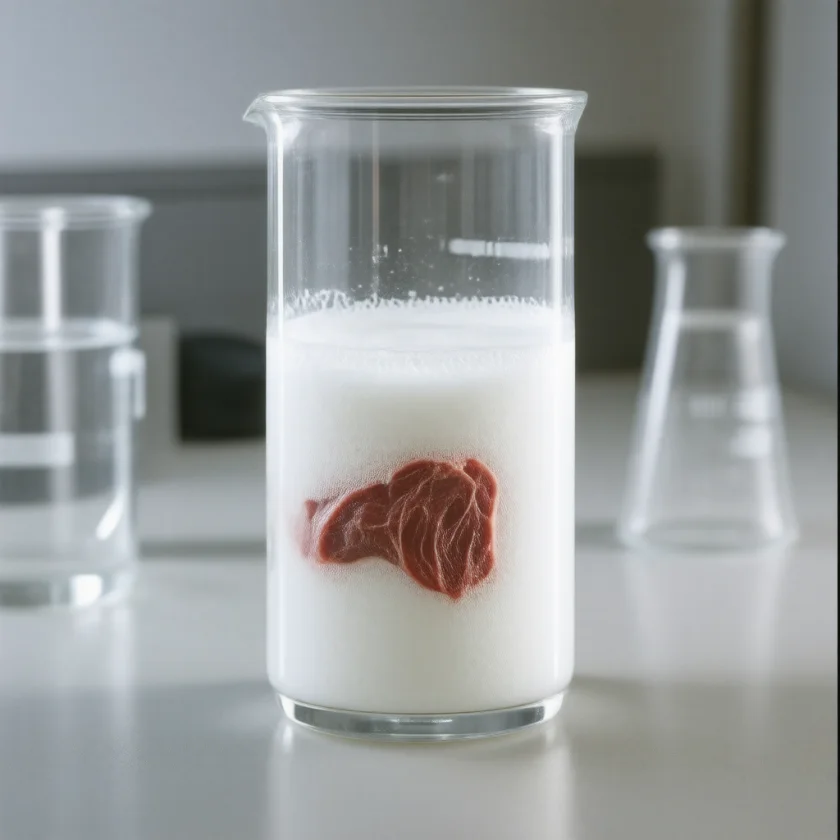 Liver catalase splitting hydrogen peroxide into foam