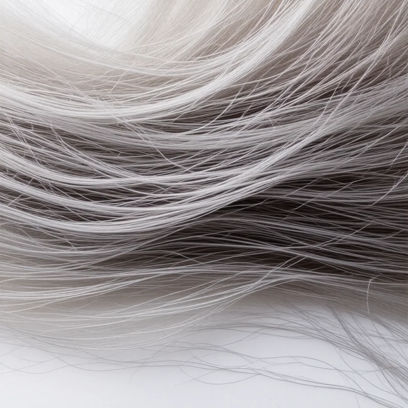 Grey and brown hair strands