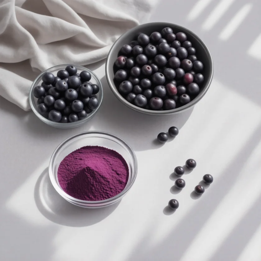 Dried bilberries and extract powder