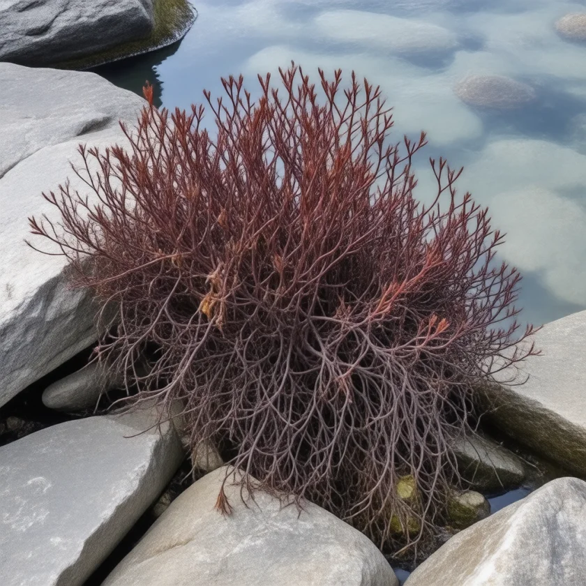 Irish moss growing on a rocky shore