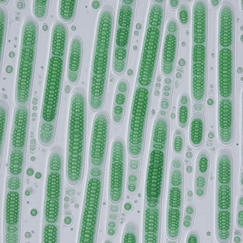 Chloroplasts holding chlorophyll in leaf cells