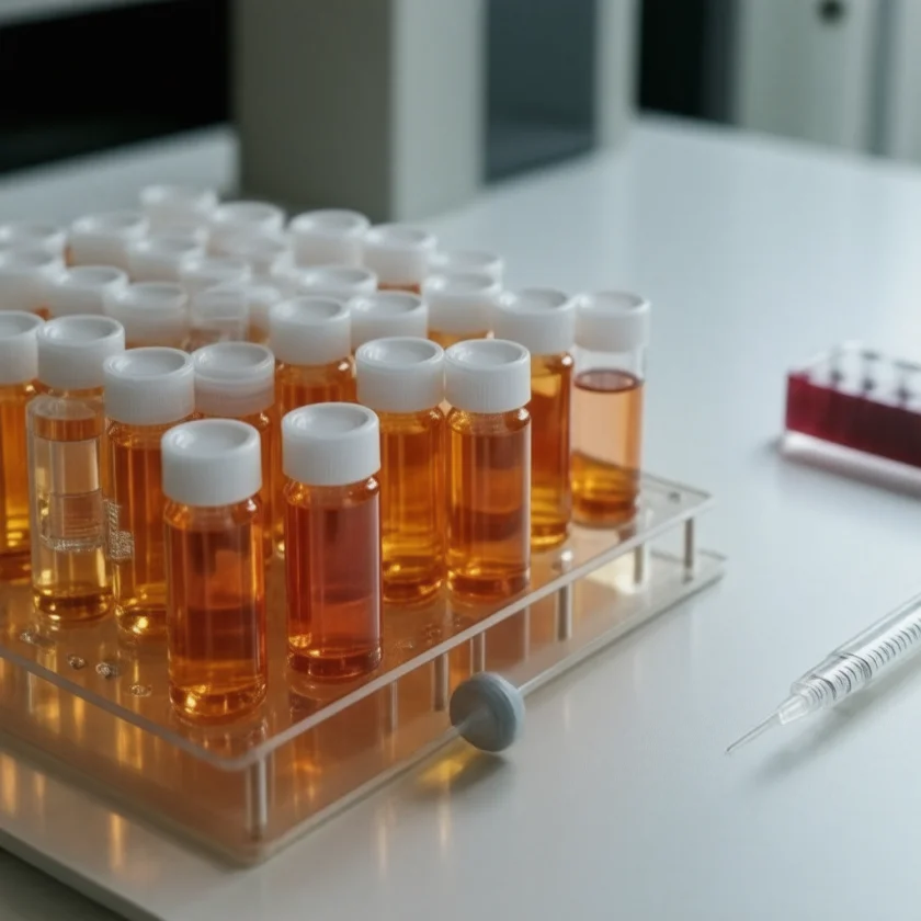 Testing extract samples in the laboratory