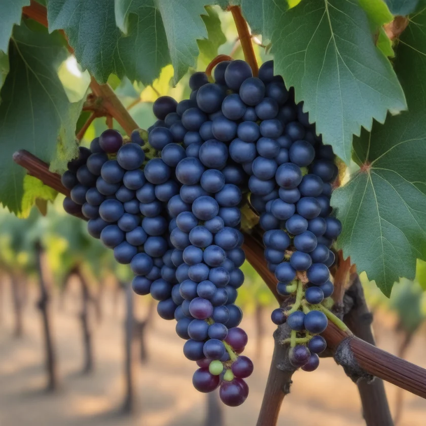 Wine grapes ripening on the vine