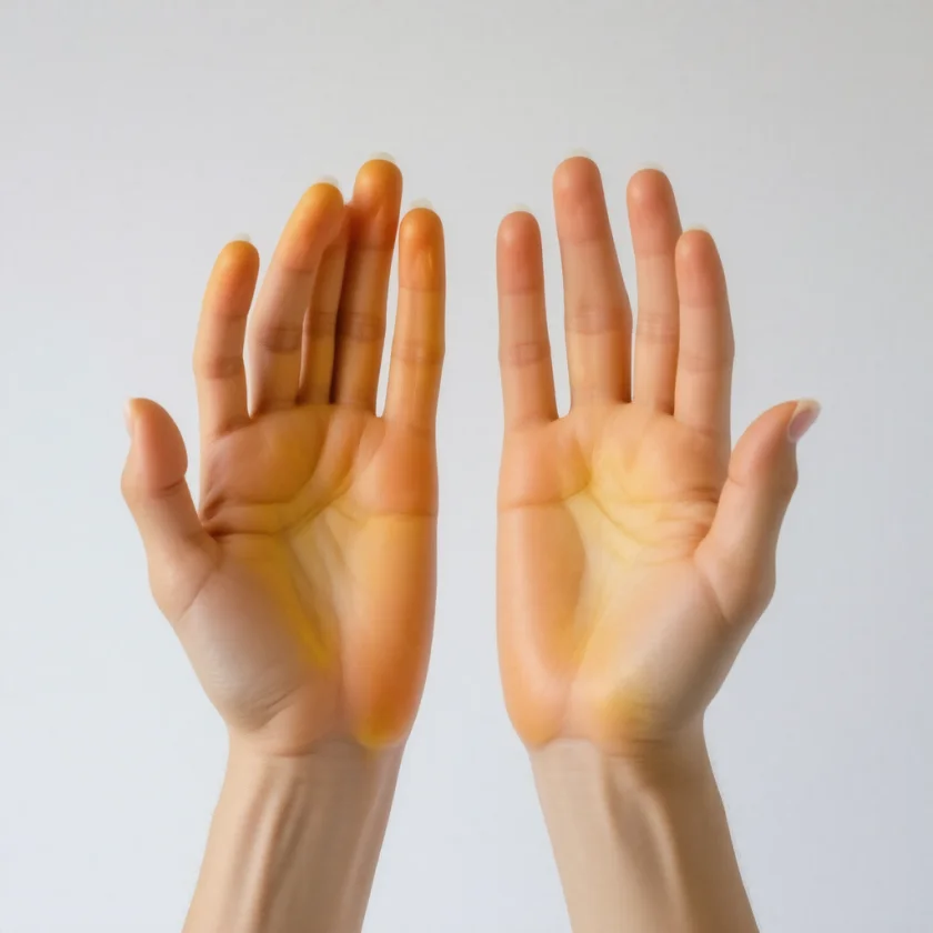 Yellow-orange palms from a high carotene diet