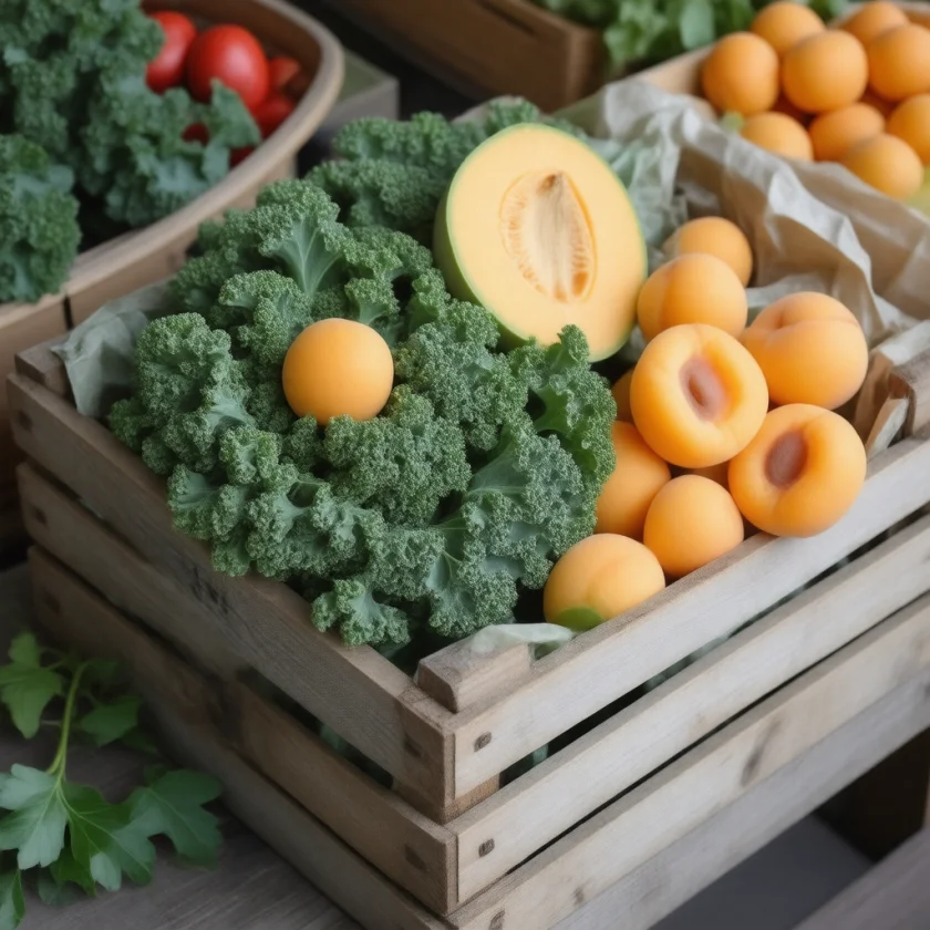 Kale, cantaloupe and apricots, food beta-carotene