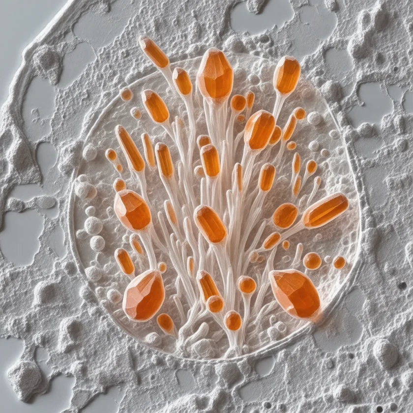 Beta-carotene crystals inside carrot cells