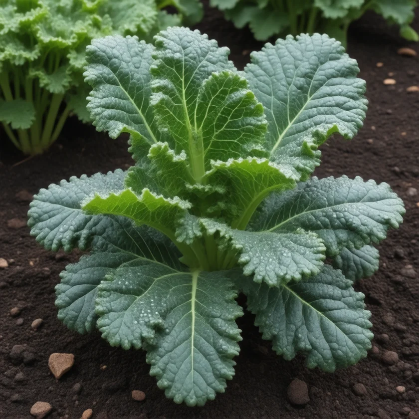 Kale growing, one of the richest lutein foods