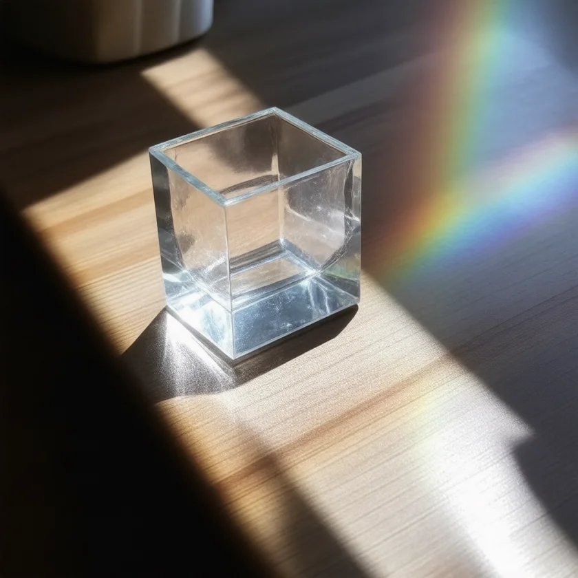 White light split into colours, blue at one end