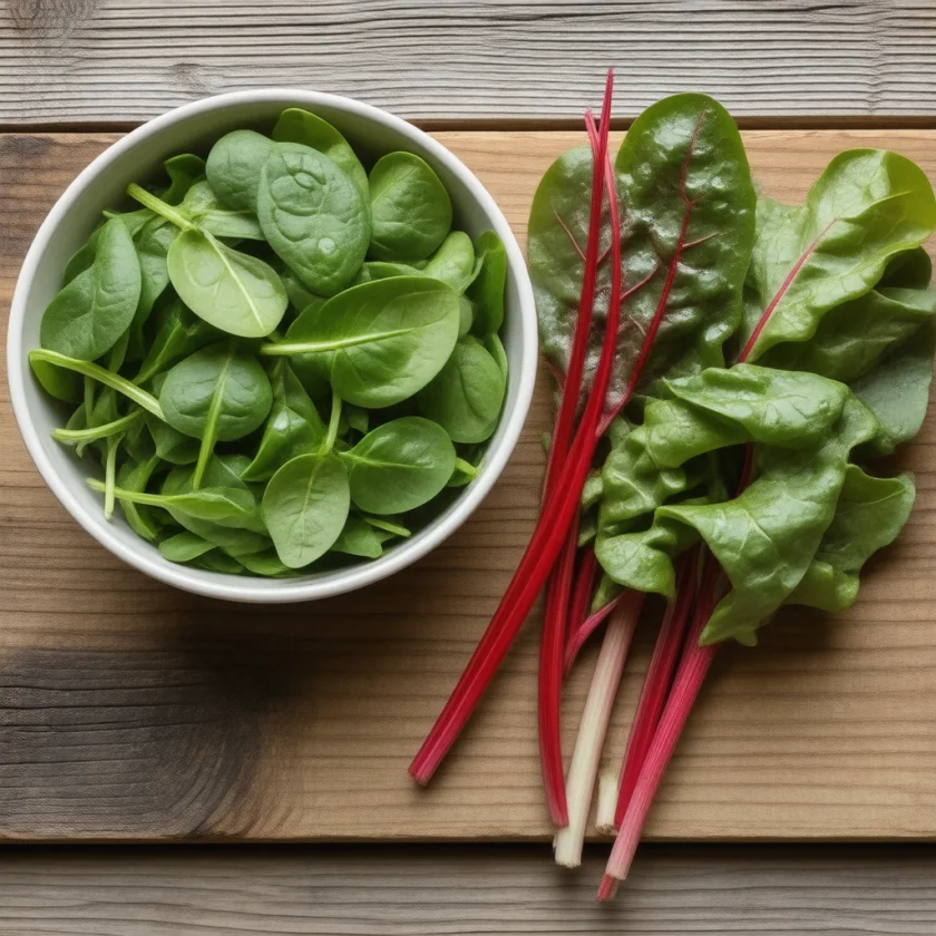 Spinach and Swiss chard, rich in lutein