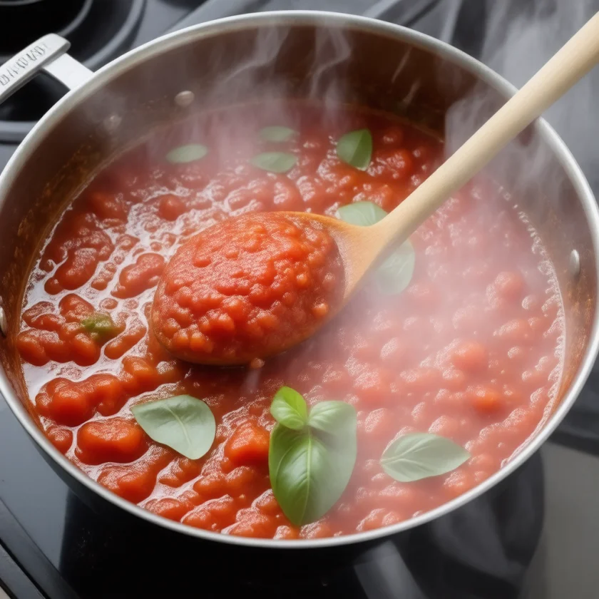 Tomato sauce cooked with olive oil