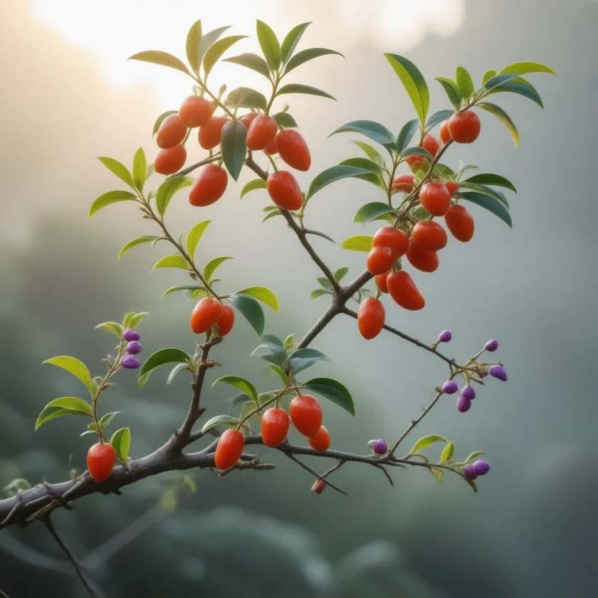 Goji berries growing, a rich zeaxanthin source