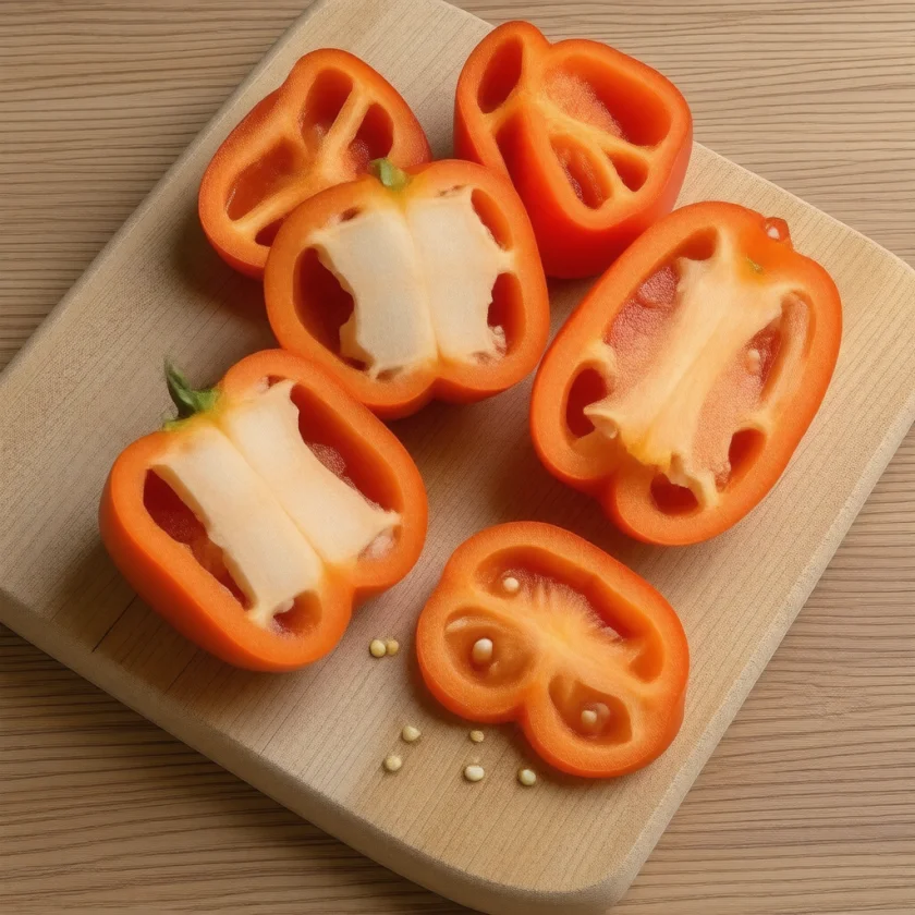 Orange bell peppers, rich in zeaxanthin