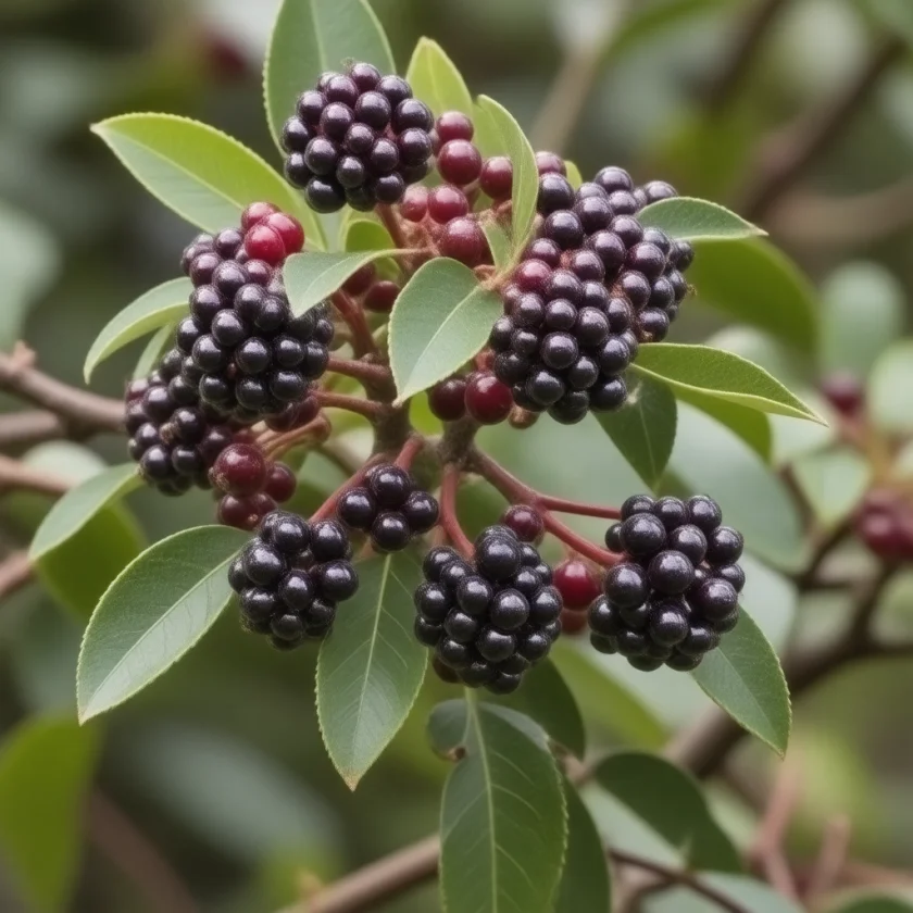 Elderberries on the shrub