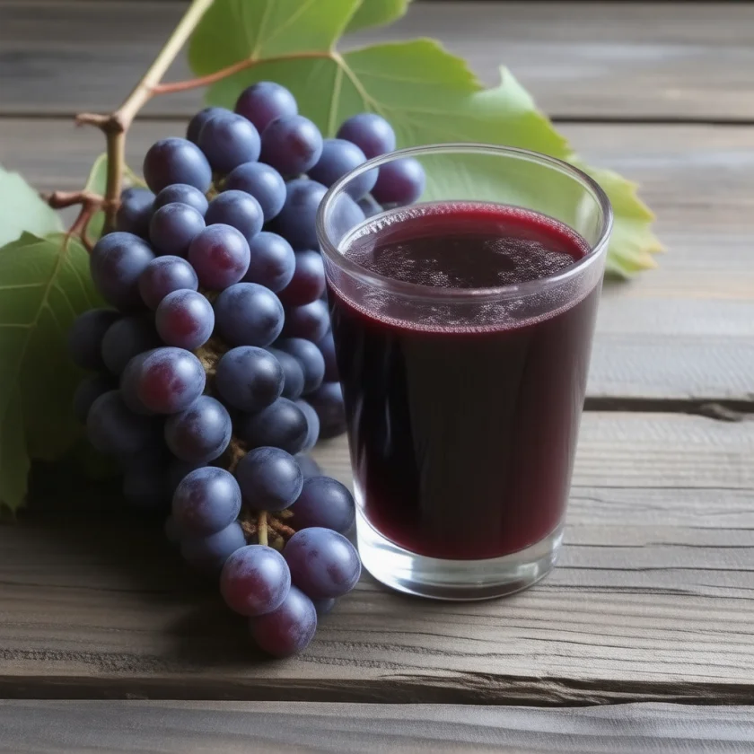 Concord grapes and grape juice