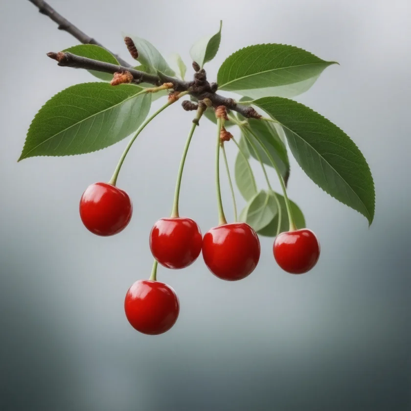 Sour cherries on the tree