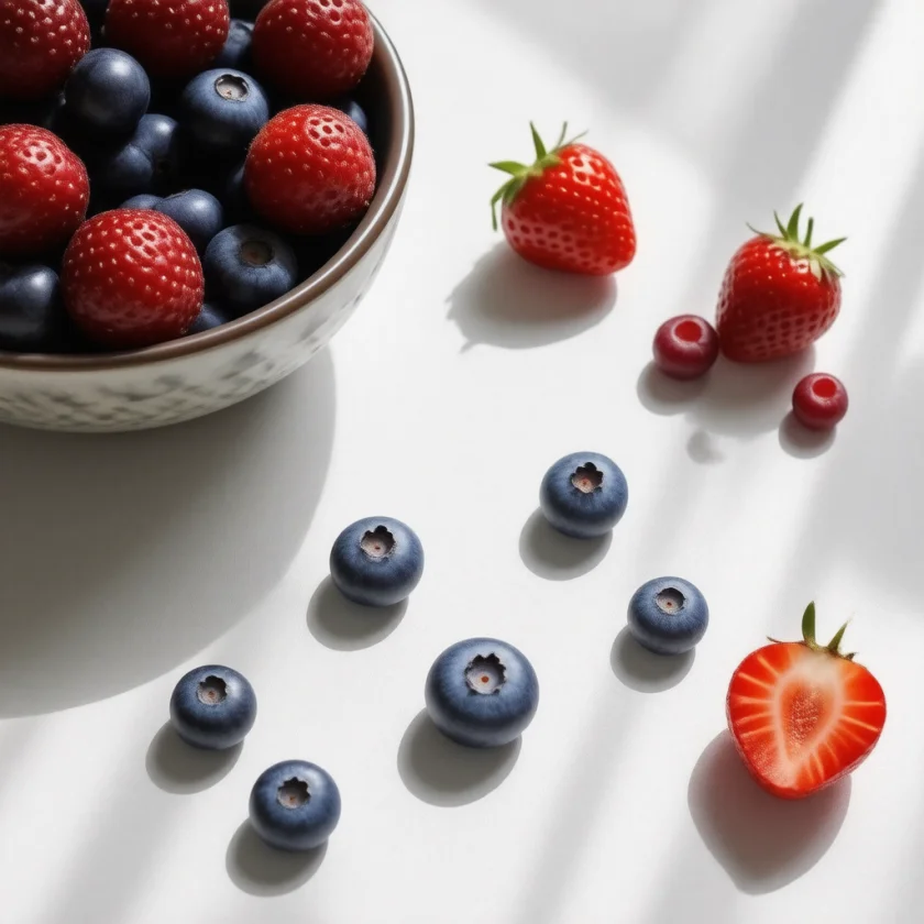 Blueberries and strawberries