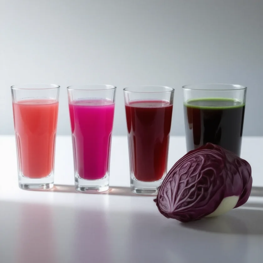 Red cabbage juice changing colour with acidity