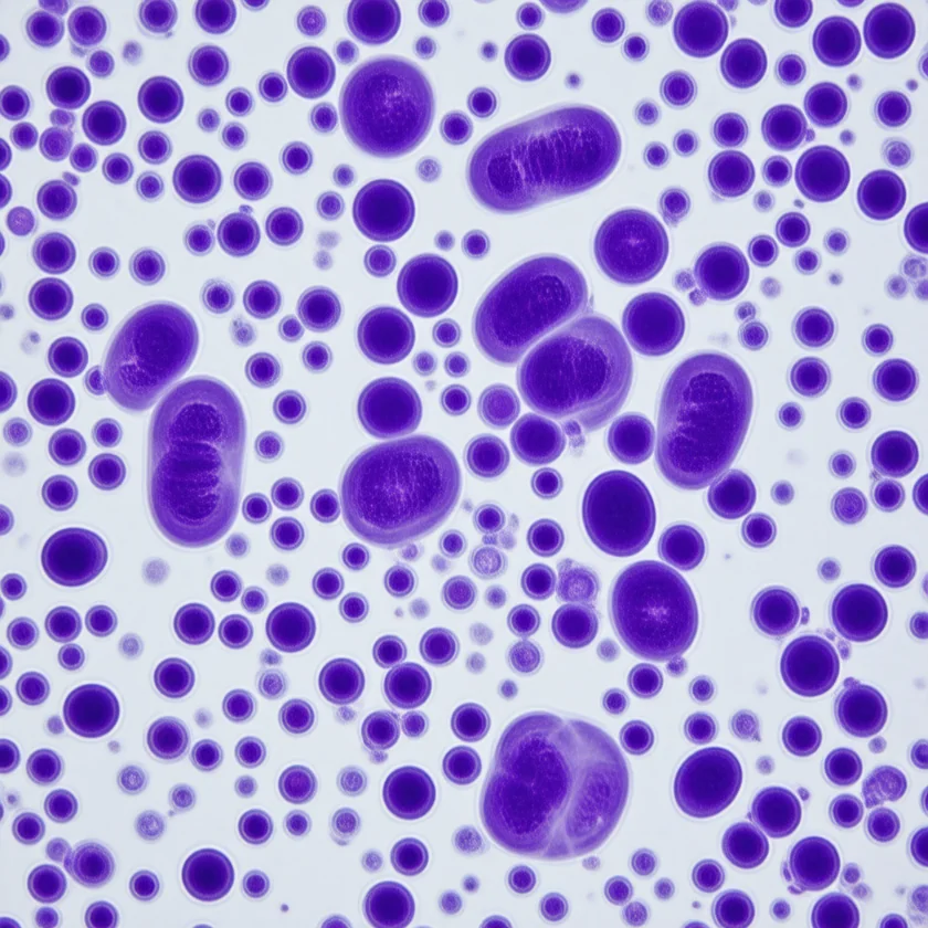 Mast cells filled with histamine granules