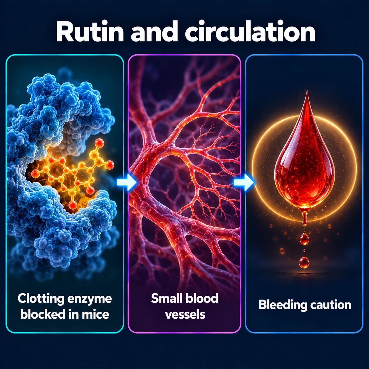 Infographic: rutin, a clotting enzyme in mice, small blood vessels and a bleeding caution